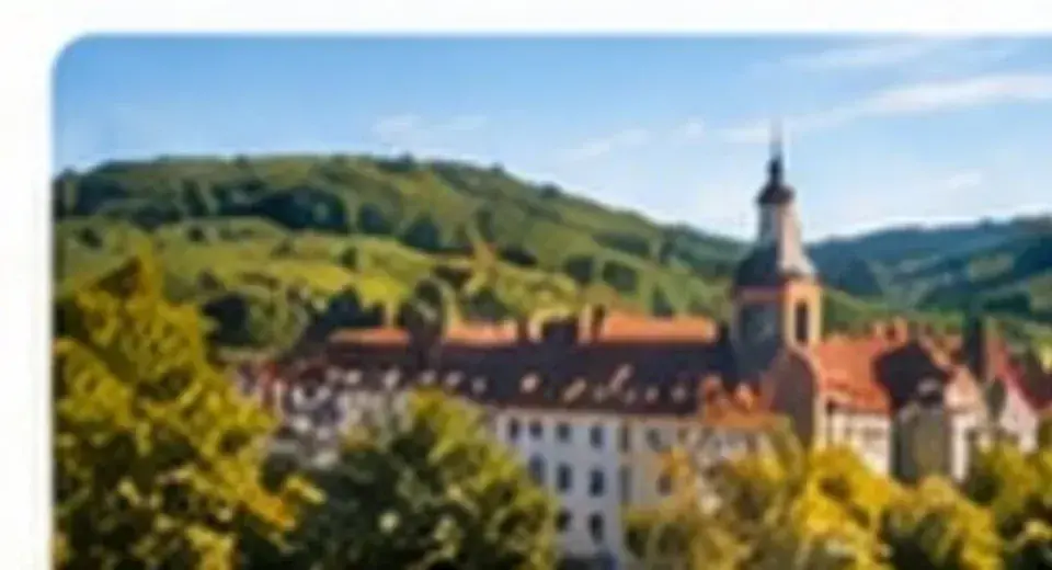 Tourismusregion mit historischer Ortschaft und Landschaft
